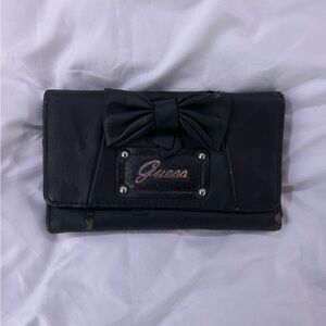 Vintage Guess Black Leather Bow Wallet